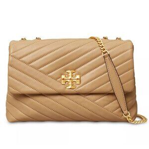 NWT Tory Burch Kira Chevron Large Leather Shoulder Bag Desert Dune 100%AUTHENTIC